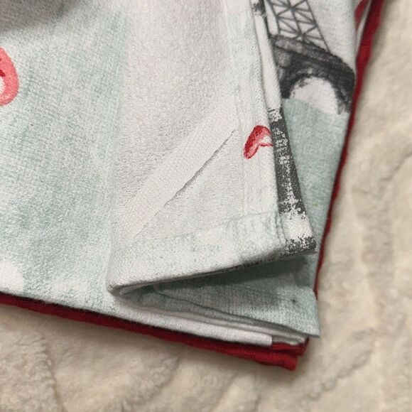 City of LOVE White Graphic PARIS Eiffel Tower Cotton Blend Kitchen Towels 3pk - Picture 7 of 11